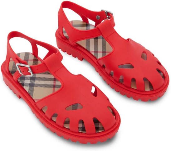 Burberry Kids Vintage Check-lined rubber sandals Red