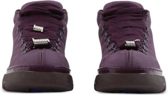 Burberry lace-up leather ankle boots Purple
