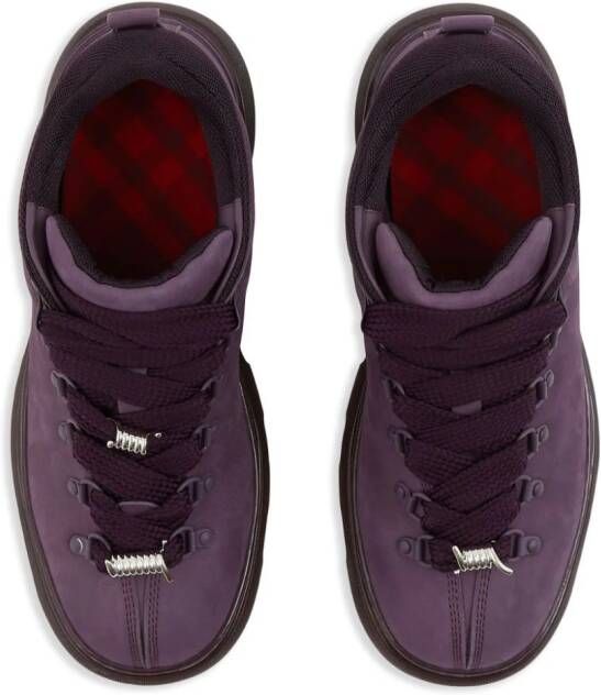Burberry lace-up leather ankle boots Purple