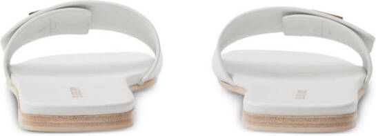 Burberry monogram-motif leather slides White