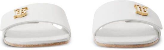 Burberry monogram-motif leather slides White