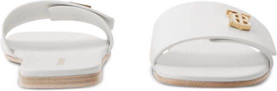 Burberry monogram-motif leather slides White