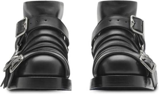 Burberry multi-strap leather boots Black