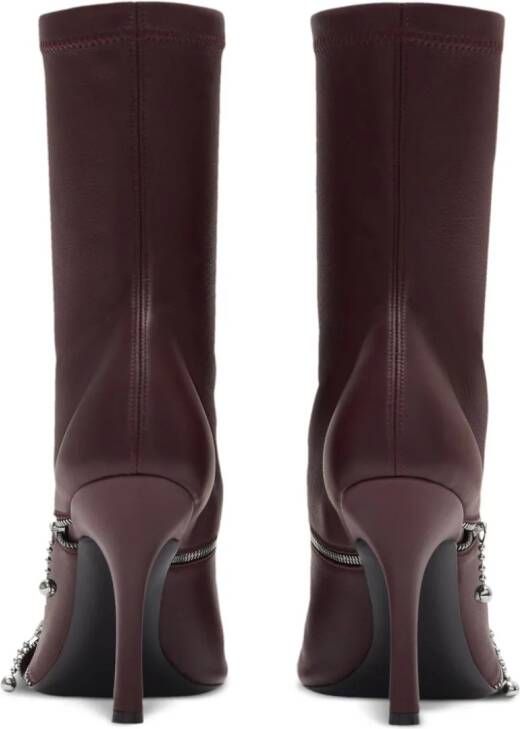 Burberry Peep 100mm leather boots Red