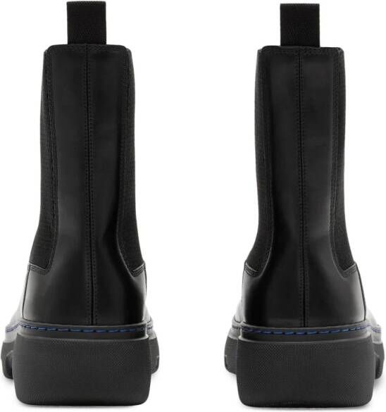 Burberry round-toe leather boots Black