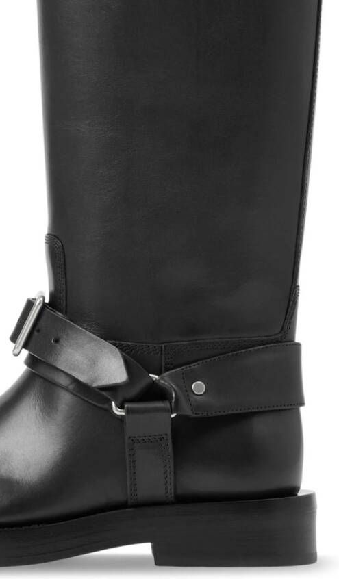 Burberry Saddle knee-high leather boots Black