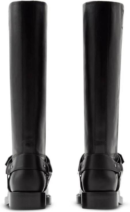 Burberry Saddle knee-high leather boots Black