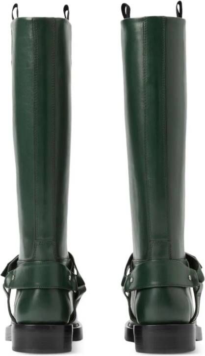 Burberry Saddle knee-high leather boots Green