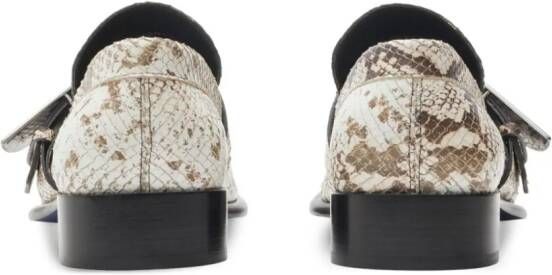 Burberry Shield python-print loafers Neutrals