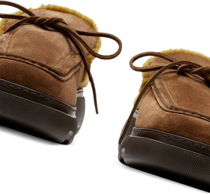 Burberry Stony shearling-trim suede slippers Brown