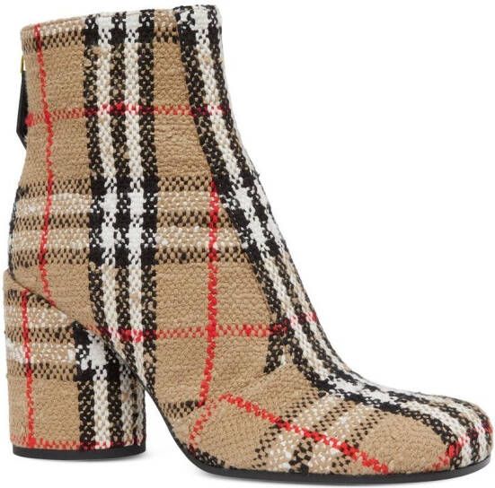 Burberry Vintage Check bouclé 85mm ankle boots Neutrals