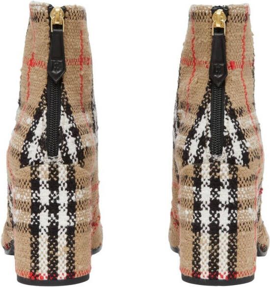 Burberry Vintage Check bouclé 85mm ankle boots Neutrals
