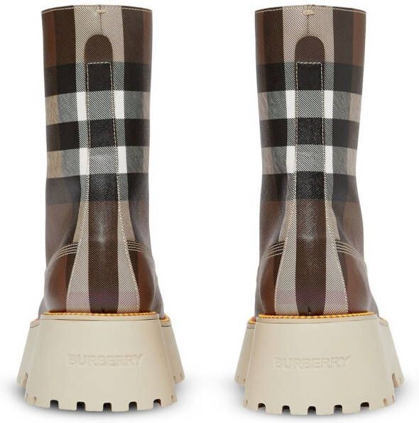 Burberry Vintage-Check leather laced boots Brown