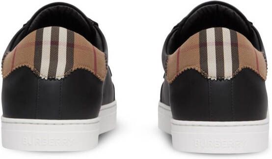 Burberry Vintage Check panelled leather sneakers Black