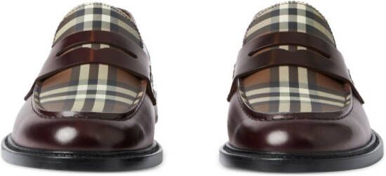 Burberry Vintage Check-pattern contrast-panel penny loafers Red