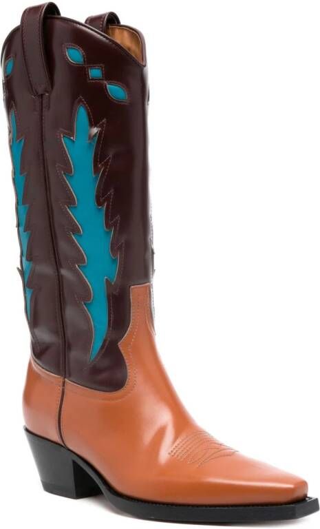 Buttero 50mm leather cowboy boots Blue