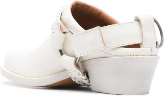Buttero braided-strap leather mules White