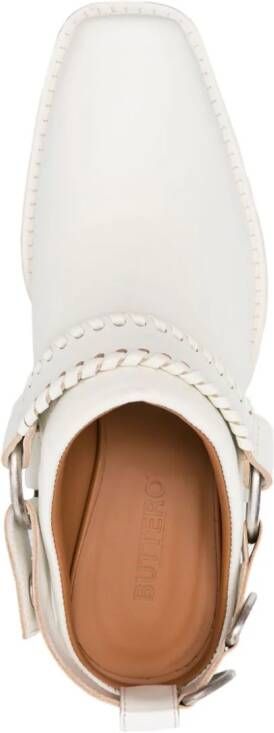 Buttero braided-strap leather mules White