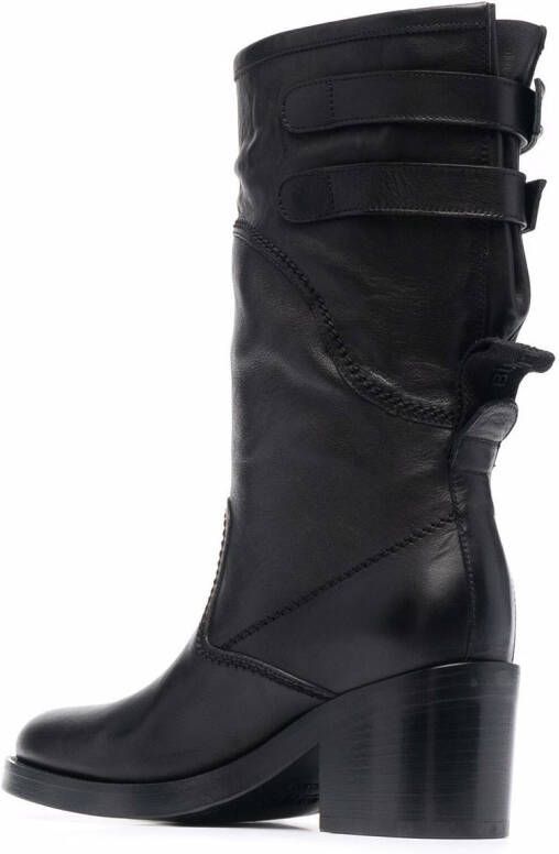 Buttero buckled leather boots Black