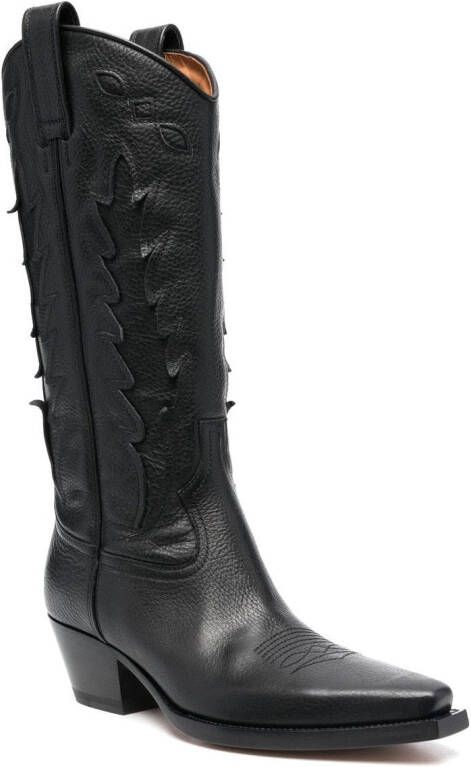 Buttero cowboy leather boots Black