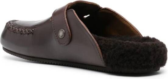 Buttero Glamping leather slippers Brown