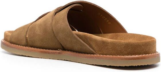 Buttero interwoven-design leather slides Brown