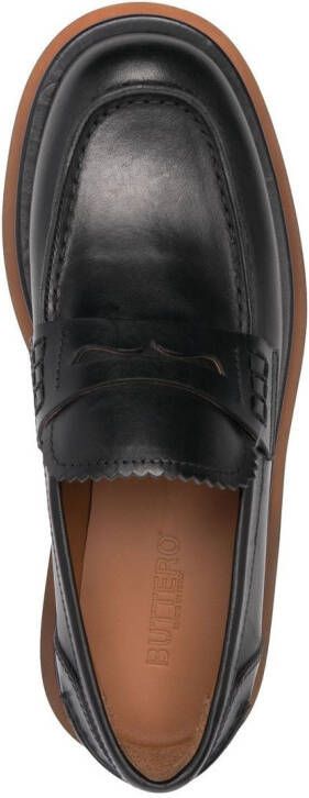 Buttero penny-slot leather loafers Black
