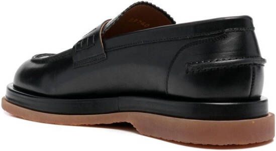 Buttero piped-trim leather loafers Black