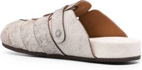 Buttero round-toe leather slippers Neutrals