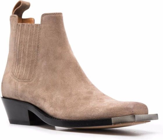 Buttero square-toe suede ankle boots Brown