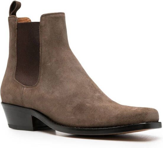 Buttero square-toe suede boots Brown