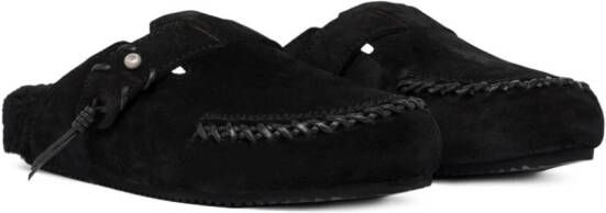 Buttero stitched suede slippers Black