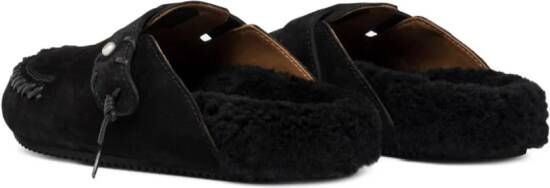 Buttero stitched suede slippers Black