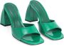 BY FAR 100mm Michele leather mules Green - Thumbnail 2
