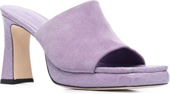 BY FAR 90mm suede mules Purple