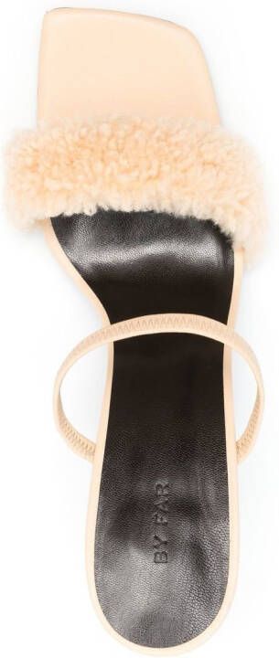 BY FAR Ada 100mm shearling sandals Neutrals