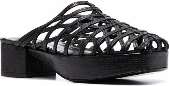 BY FAR caged leather mules Black