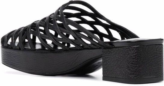BY FAR caged leather mules Black