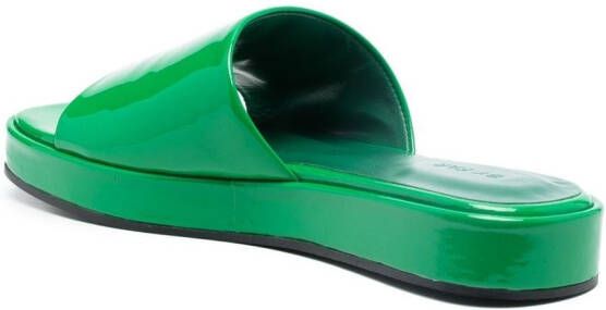 BY FAR Cala patent-finish mules Green