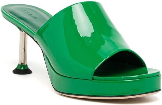 BY FAR Cala patent leather mules Green