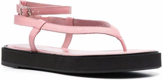 BY FAR Cece grained-leather sandals Pink