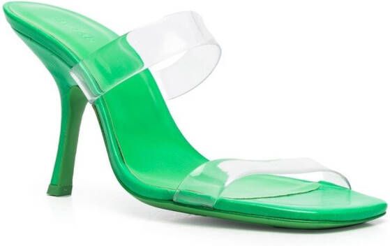 BY FAR Clara 100mm square-toe sandals Green