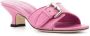 BY FAR Elton 55mm crocodile-embossed leather mules Pink - Thumbnail 2