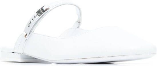 BY FAR Etta flat mules White