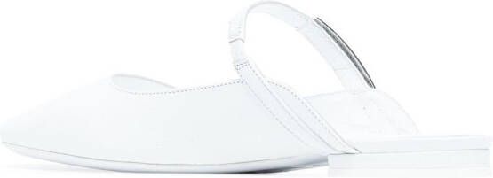 BY FAR Etta flat mules White