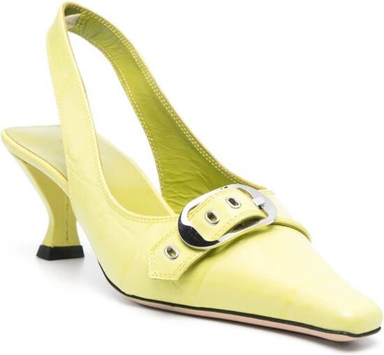 BY FAR Evita 65mm slingback leather pumps Green