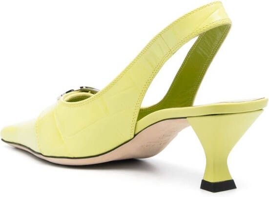 BY FAR Evita 65mm slingback leather pumps Green