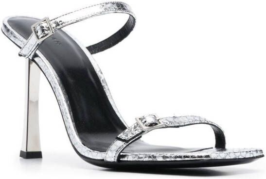 BY FAR Flick 90mm metallic leather sandals Silver