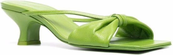 BY FAR Freya knotted leather mules Green