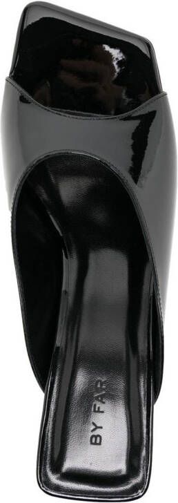 BY FAR high-shine leather sandals Black